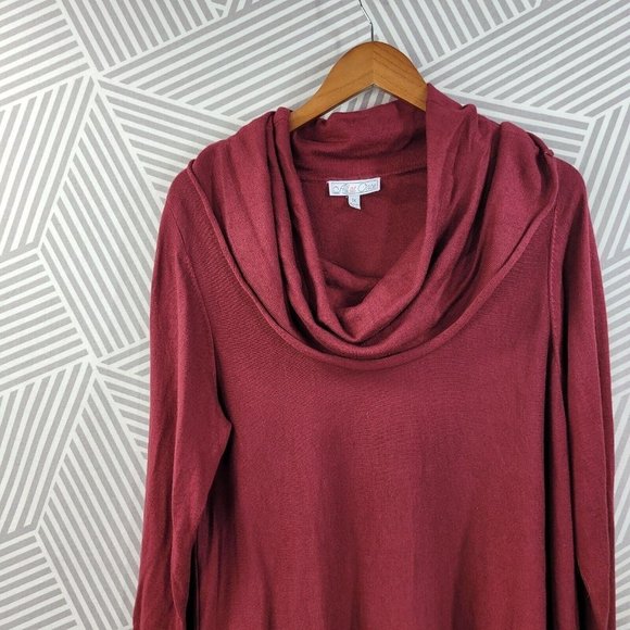 New Plus size 1X 16/18 Pullover Cowl Neck Lightweight Sweater Knit Top red - Picture 3 of 7